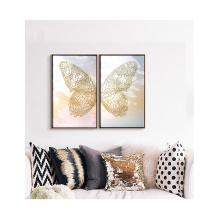 Creative design 100% Handmade Fabric nail painting artwork living room decoration 3D Gold butterfly wall art home decor